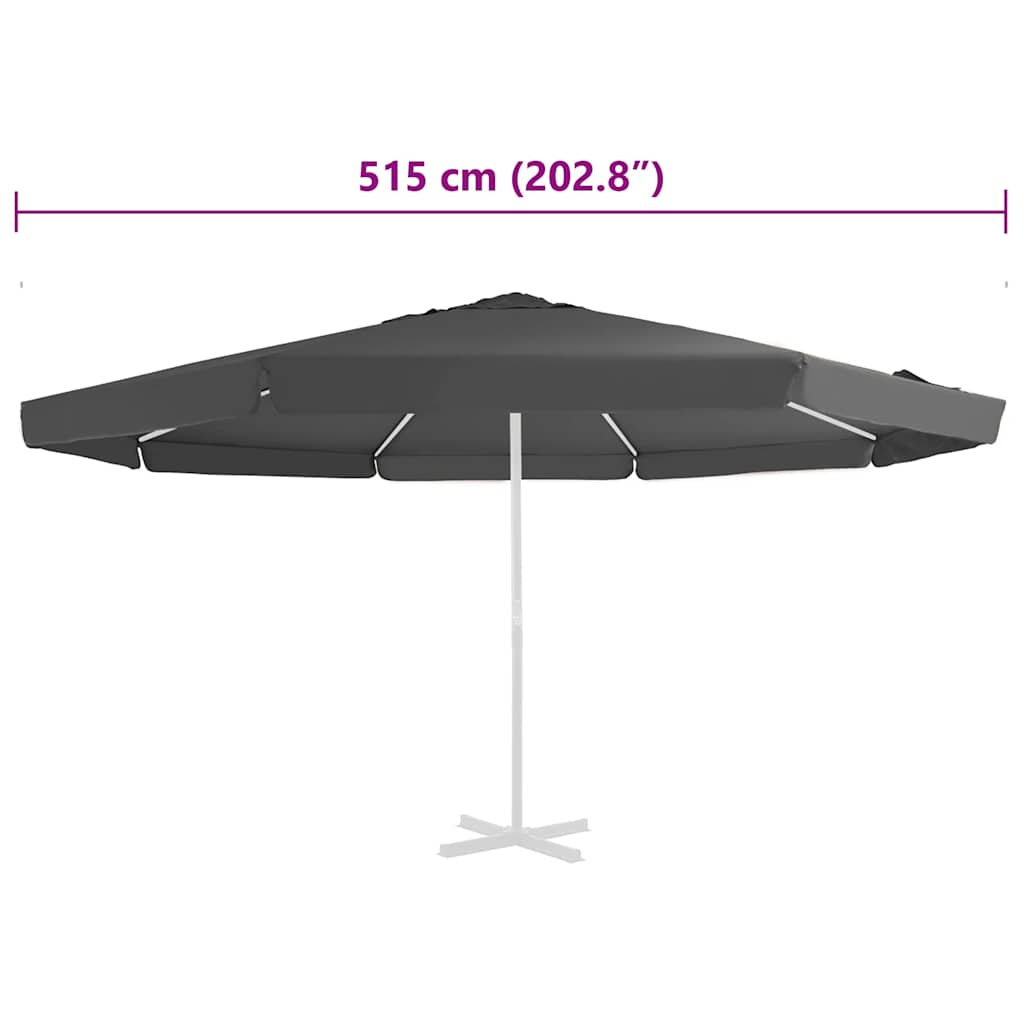 vidaXL Replacement Fabric for Outdoor Parasol Anthracite 515 cm