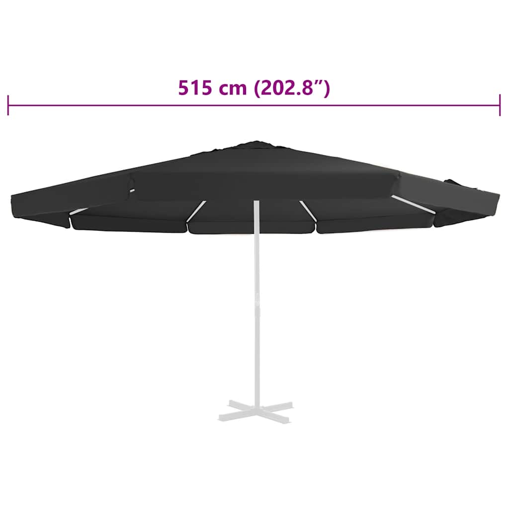 vidaXL Replacement Fabric for Outdoor Parasol Black 515 cm
