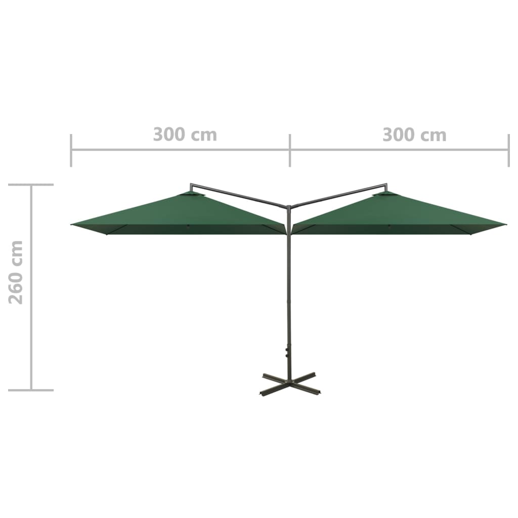 vidaXL Garden Parasol | Green | Polyester, Powder-Coated Steel | Extra Large