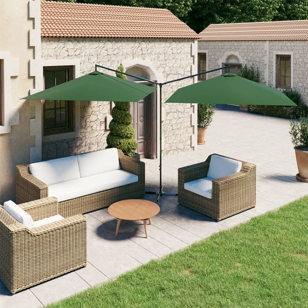 vidaXL Garden Parasol | Green | Polyester, Powder-Coated Steel | Extra Large