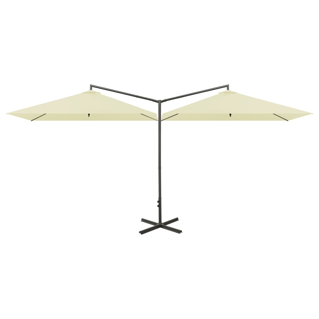 vidaXL Double Garden Parasol with Steel Pole Sand 600x300 cm