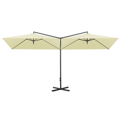 vidaXL Garden Parasol | Sand | Polyester, Powder-Coated Steel | Double
