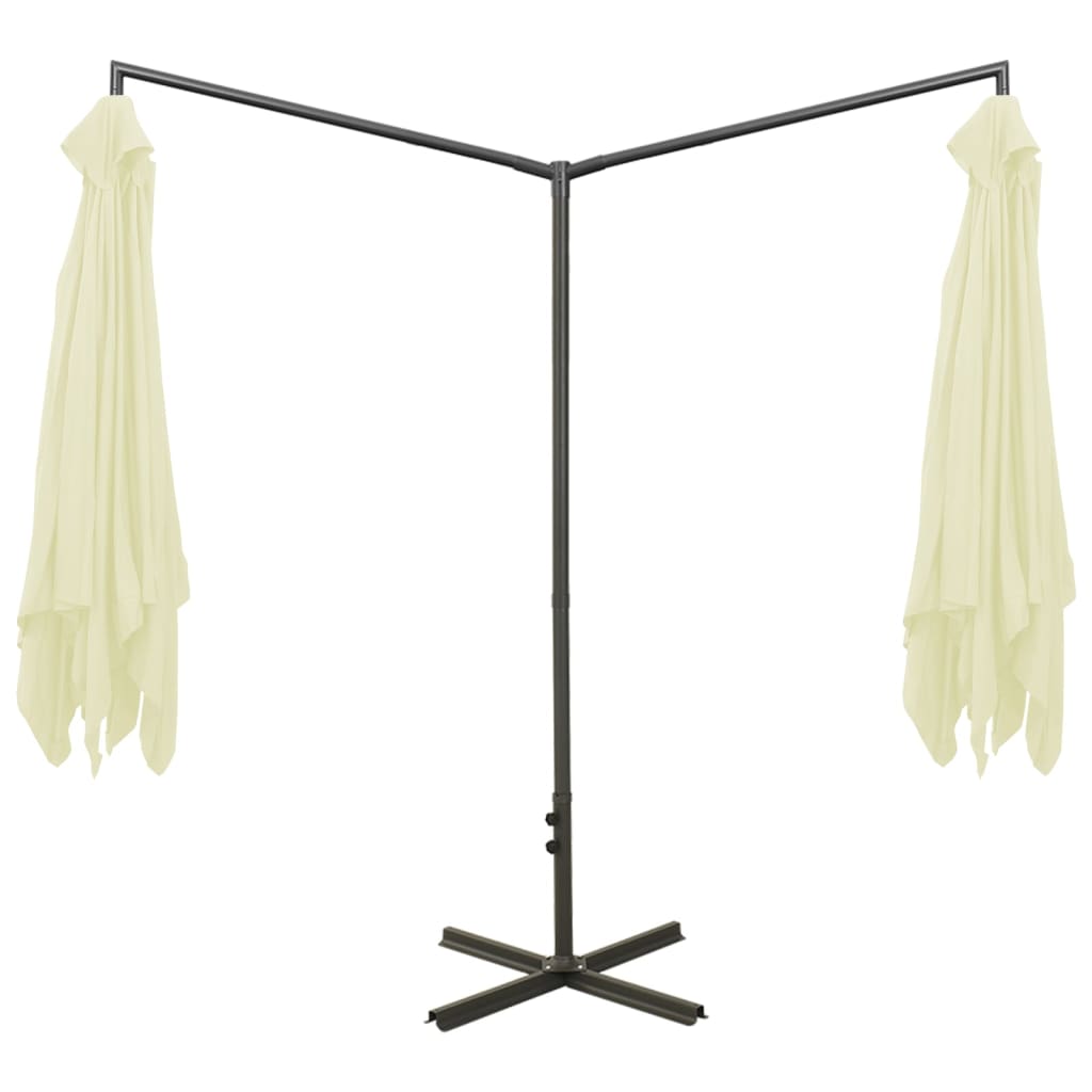 vidaXL Double Garden Parasol with Steel Pole Sand 600x300 cm