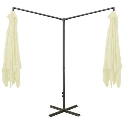 vidaXL Double Garden Parasol with Steel Pole Sand 600x300 cm