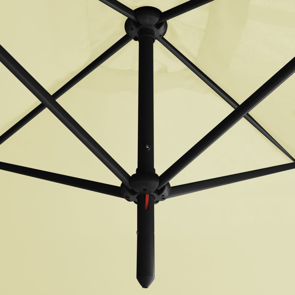 vidaXL Double Garden Parasol with Steel Pole Sand 600x300 cm