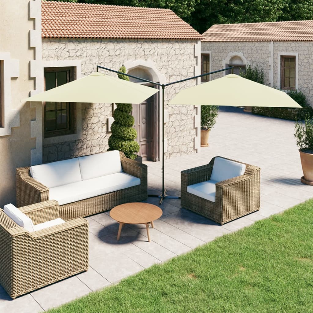 vidaXL Garden Parasol | Sand | Polyester, Powder-Coated Steel | Double