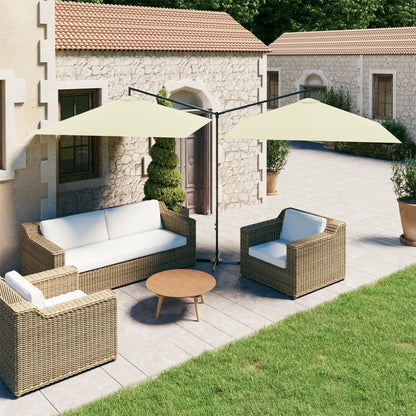 vidaXL Garden Parasol | Sand | Polyester, Powder-Coated Steel | Double