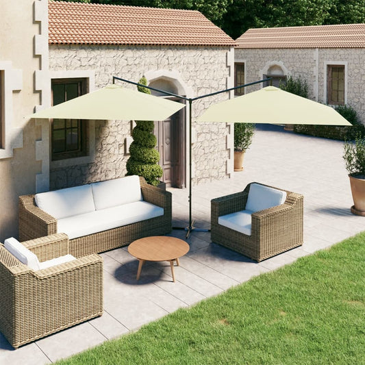 vidaXL Garden Parasol | Sand | Polyester, Powder-Coated Steel | Double