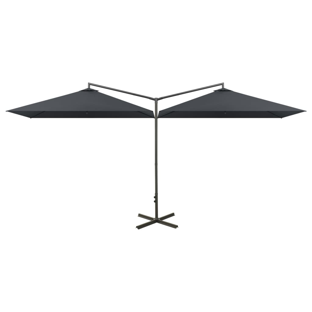 vidaXL Double Garden Parasol with Steel Pole Anthracite 600x300 cm