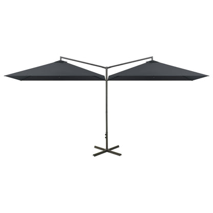 vidaXL Double Garden Parasol with Steel Pole Anthracite 600x300 cm