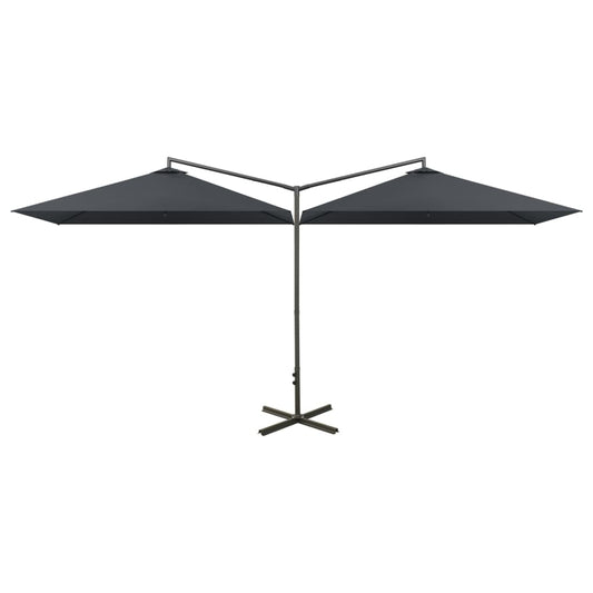 vidaXL Double Garden Parasol with Steel Pole Anthracite 600x300 cm