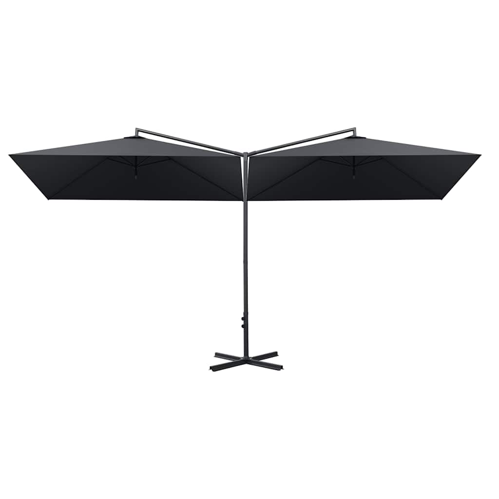 vidaXL Double Garden Parasol with Steel Pole Anthracite 600x300 cm
