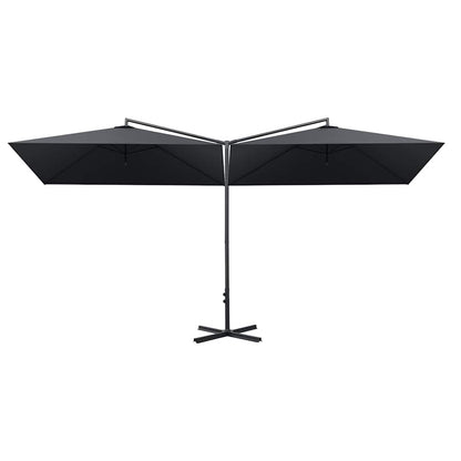 vidaXL Double Garden Parasol with Steel Pole Anthracite 600x300 cm