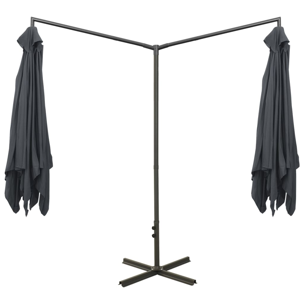 vidaXL Double Garden Parasol with Steel Pole Anthracite 600x300 cm