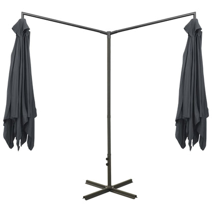 vidaXL Double Garden Parasol with Steel Pole Anthracite 600x300 cm