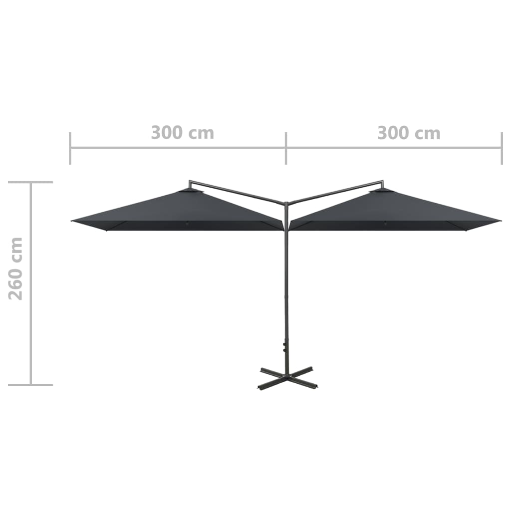 vidaXL Garden Parasol | Anthracite | Polyester, Steel | Double