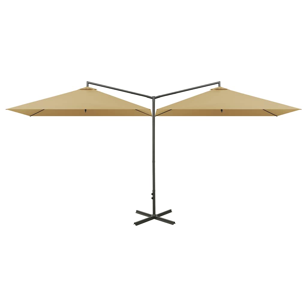 vidaXL Double Garden Parasol with Steel Pole Taupe 600x300 cm