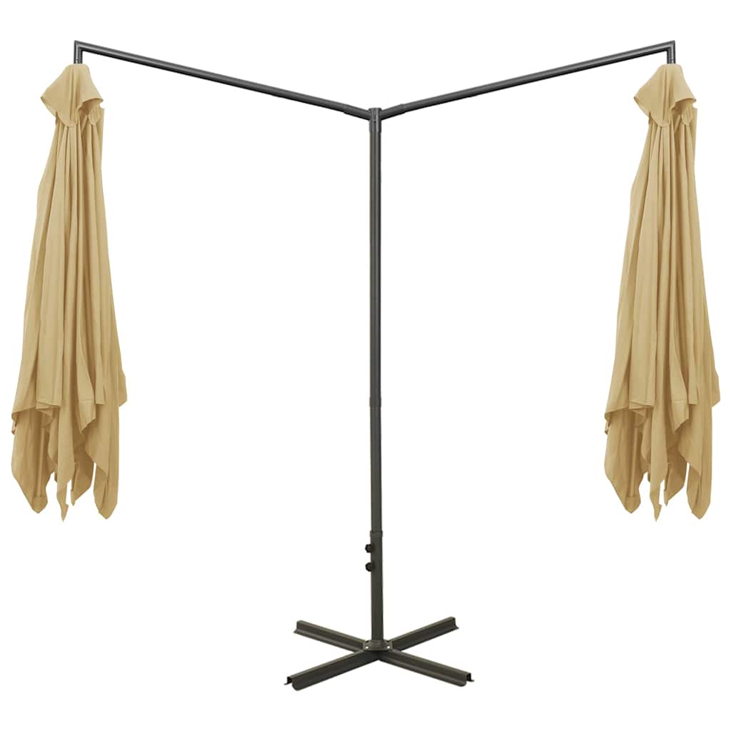 vidaXL Double Garden Parasol with Steel Pole Taupe 600x300 cm