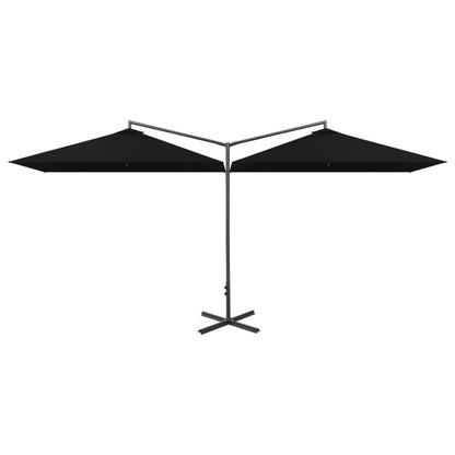 vidaXL Double Garden Parasol with Steel Pole Black 600x300 cm