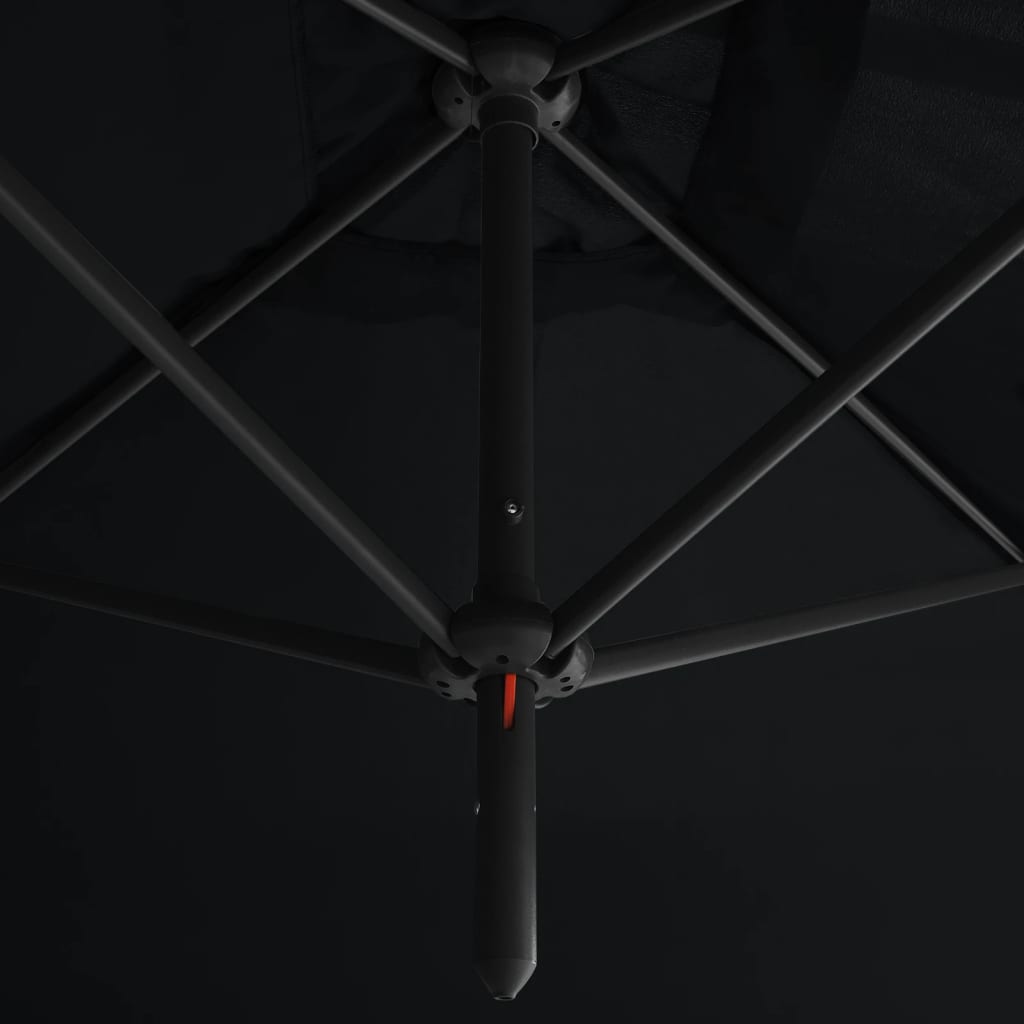 vidaXL Double Garden Parasol with Steel Pole Black 600x300 cm