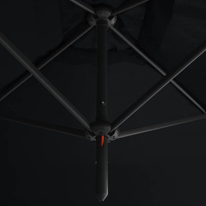 vidaXL Double Garden Parasol with Steel Pole Black 600x300 cm