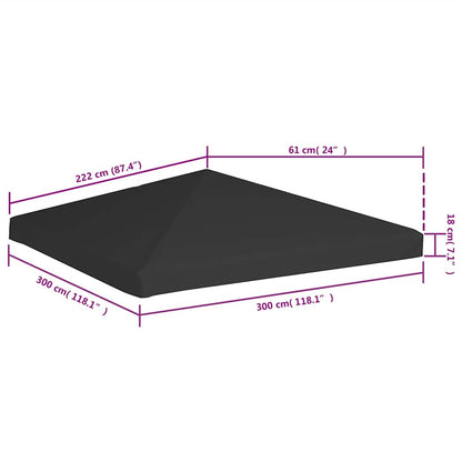 vidaXL Gazebo Top Cover 270 g/m² 3x3 m Black