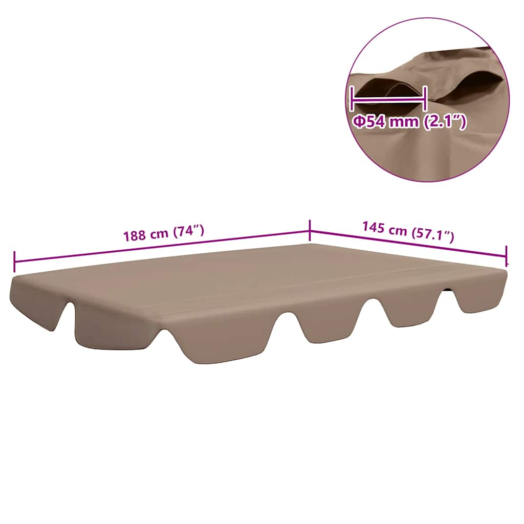 vidaXL Replacement Canopy for Garden Swing Taupe 188/168x145/110 cm