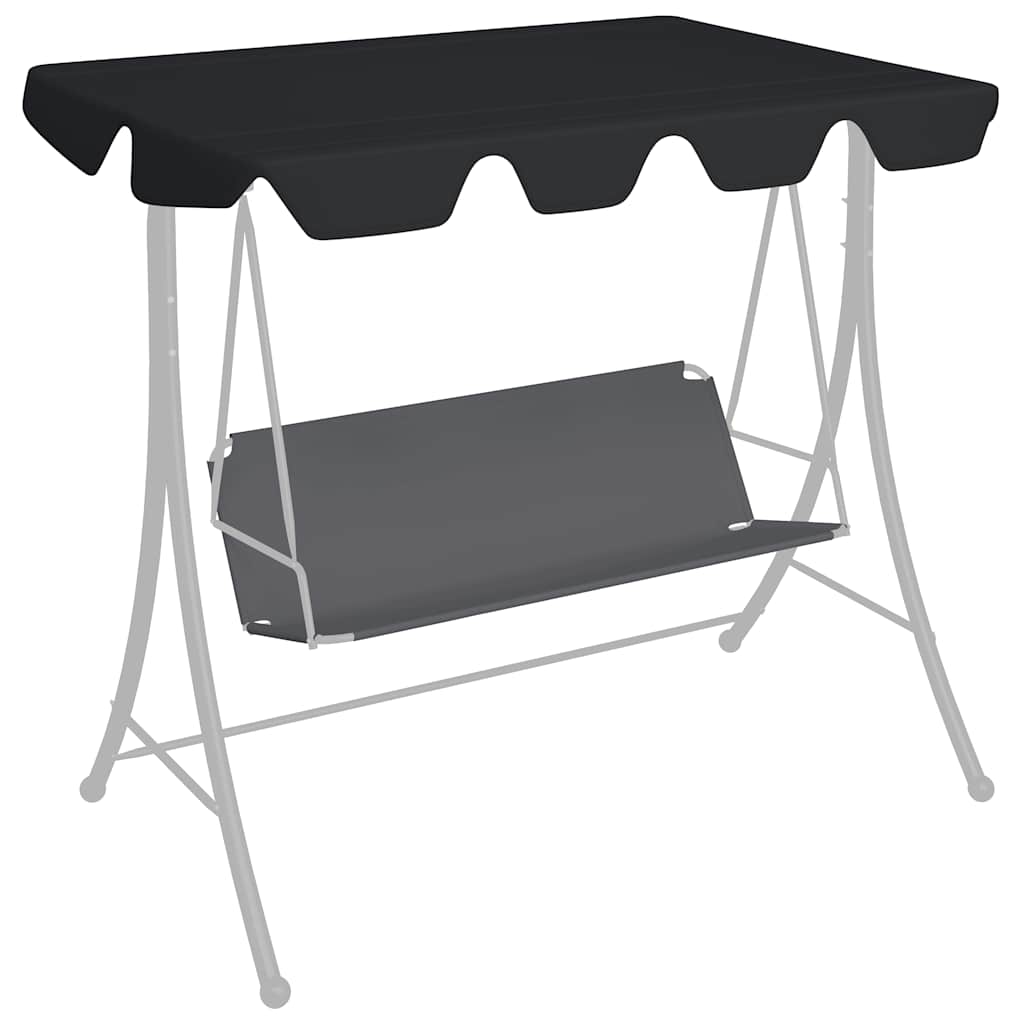 312093 vidaXL Replacement Canopy for Garden Swing Black 188/168x145/110 cm