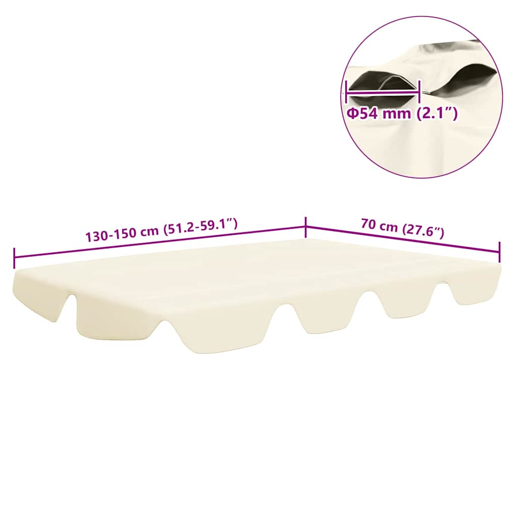 312098 vidaXL Replacement Canopy for Garden Swing Cream 150/130x105/70 cm