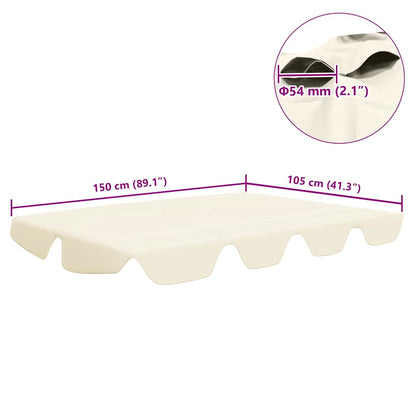 312098 vidaXL Replacement Canopy for Garden Swing Cream 150/130x105/70 cm
