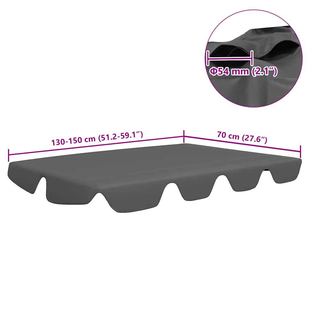 vidaXL Replacement Canopy for Garden Swing Anthracite 150/130x105/70cm