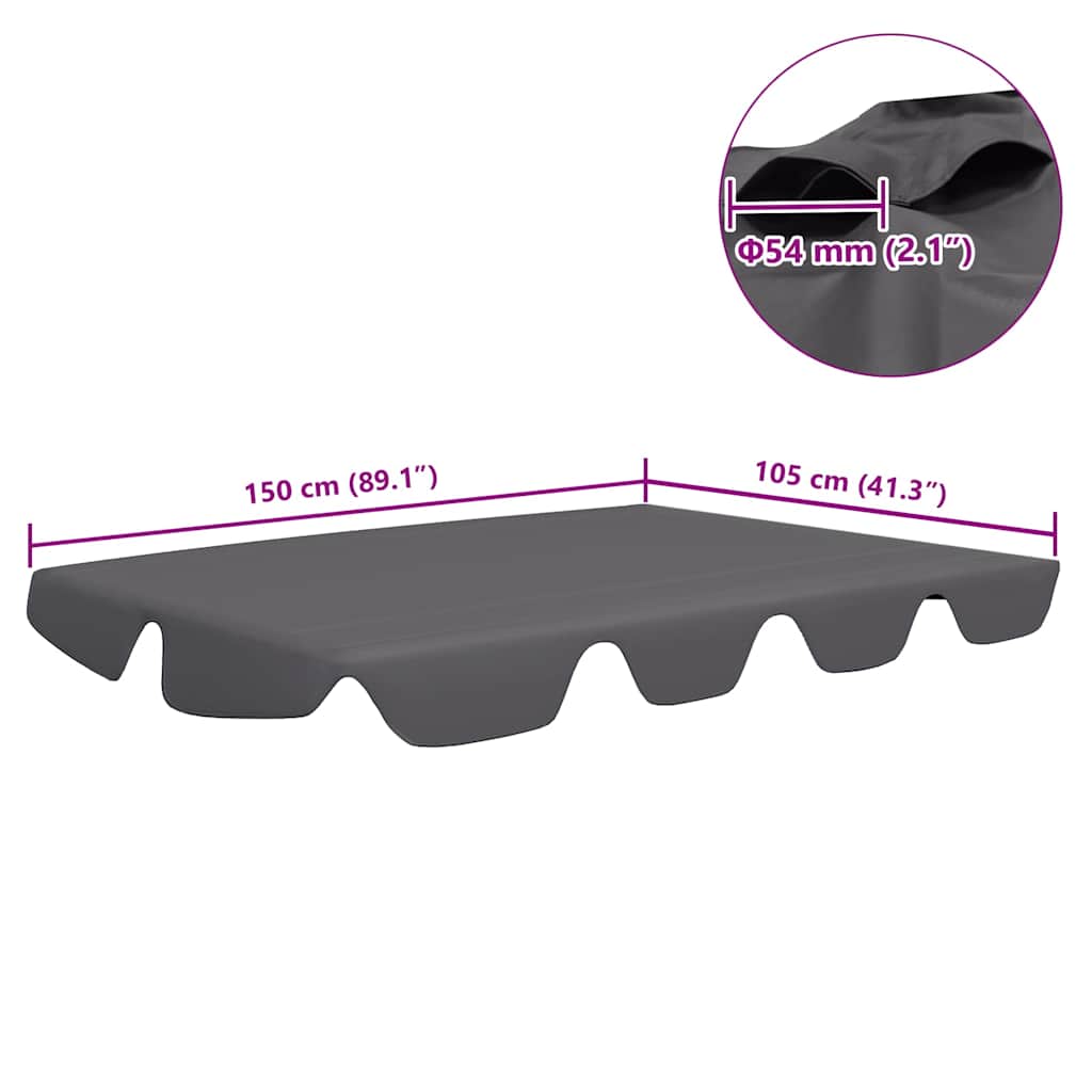 312099 vidaXL Replacement Canopy for Garden Swing Anthracite 150/130x105/70cm