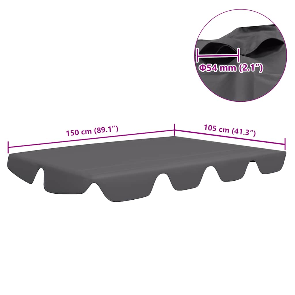vidaXL Replacement Canopy for Garden Swing Anthracite 150/130x105/70cm