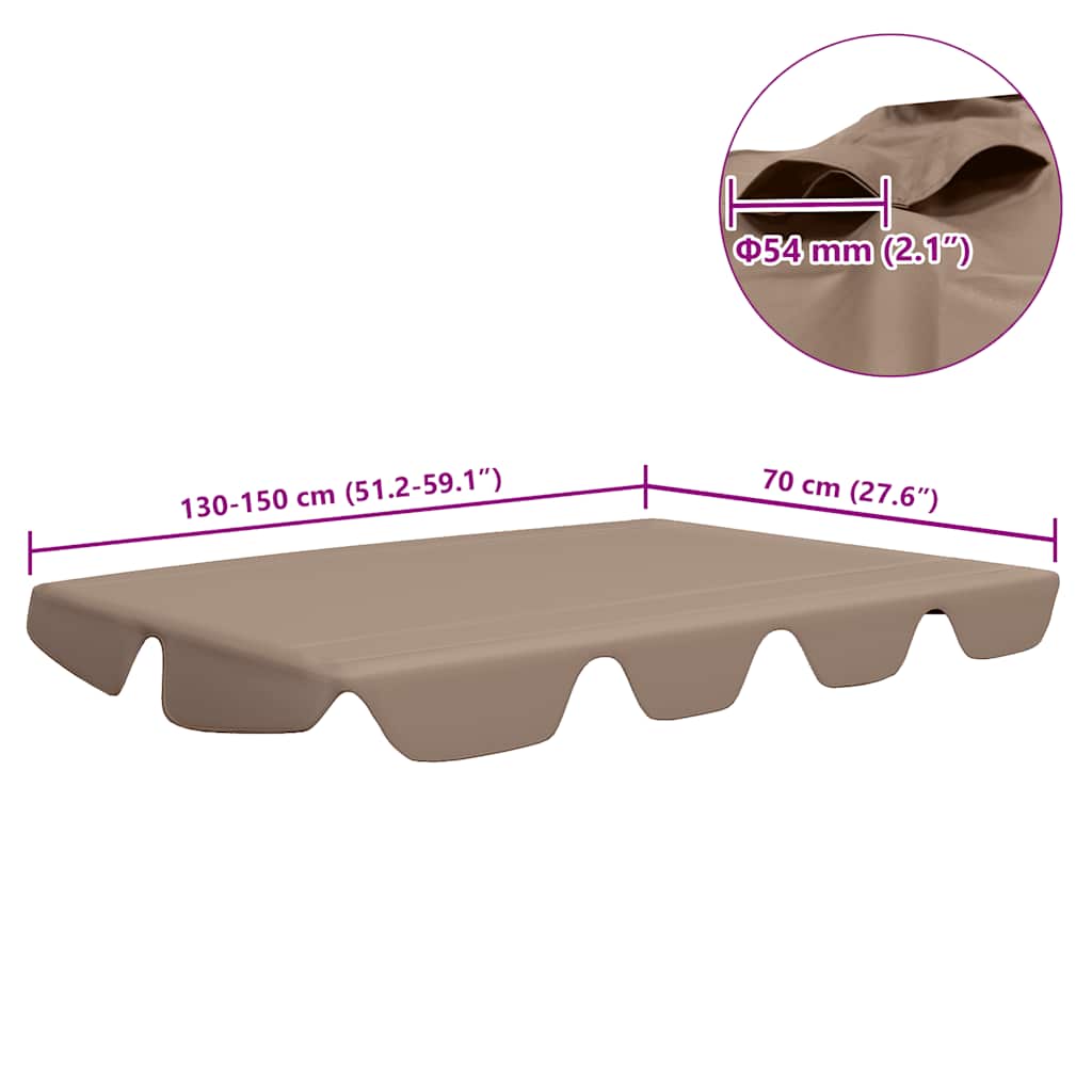 vidaXL Replacement Canopy | Taupe | 100% polyester with PVC coating
