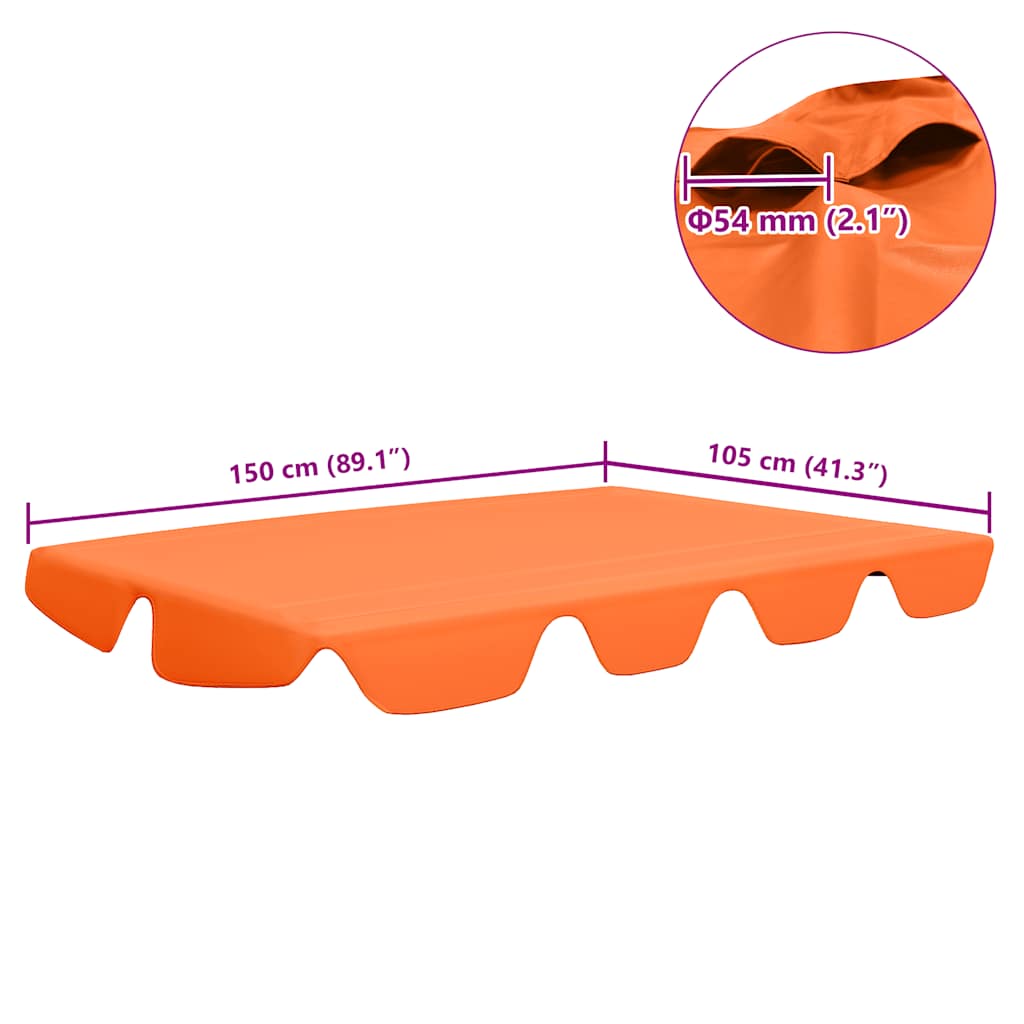 vidaXL Replacement Canopy for Garden Swing Orange 150/130x105/70 cm