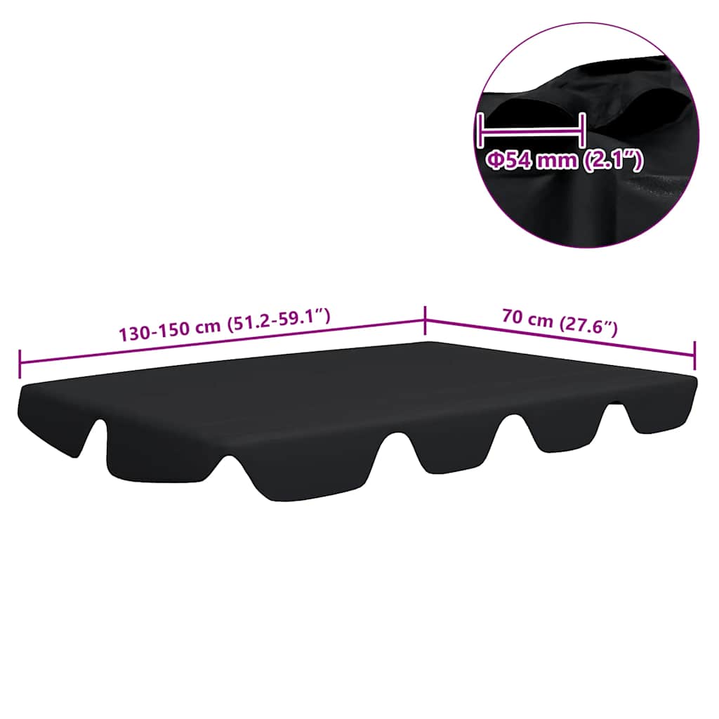 vidaXL Replacement Canopy for Garden Swing Black 150/130x105/70 cm