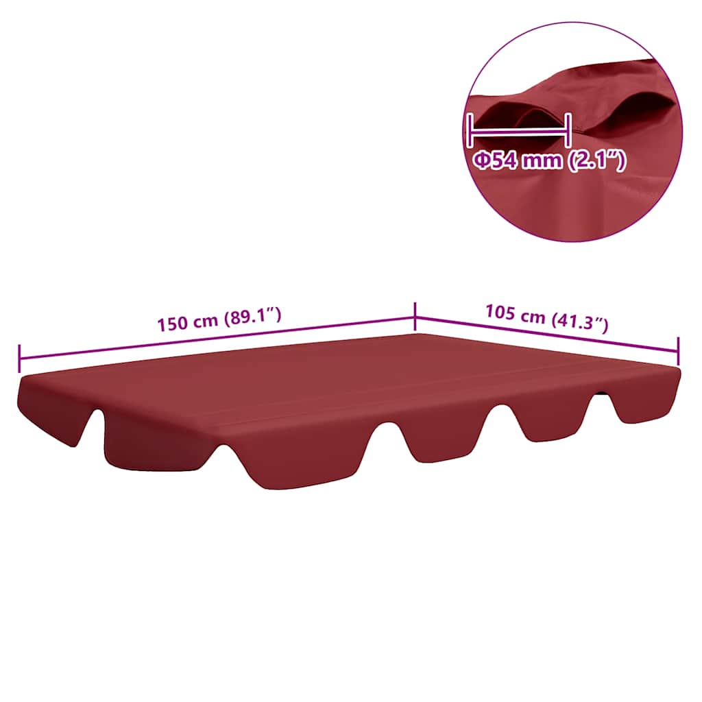 vidaXL Replacement Canopy for Garden Swing Wine Red 150/130x105/70 cm