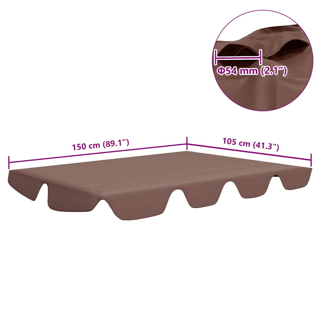 312108 vidaXL Replacement Canopy for Garden Swing Brown 150/130x105/70 cm
