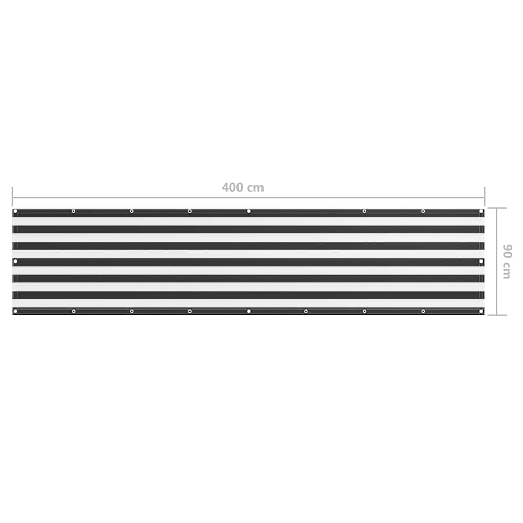 134881 vidaXL Balcony Screen Anthracite and White 90x400 cm Oxford Fabric