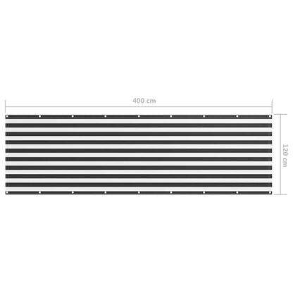 134885 vidaXL Balcony Screen Anthracite and White 120x400 cm Oxford Fabric