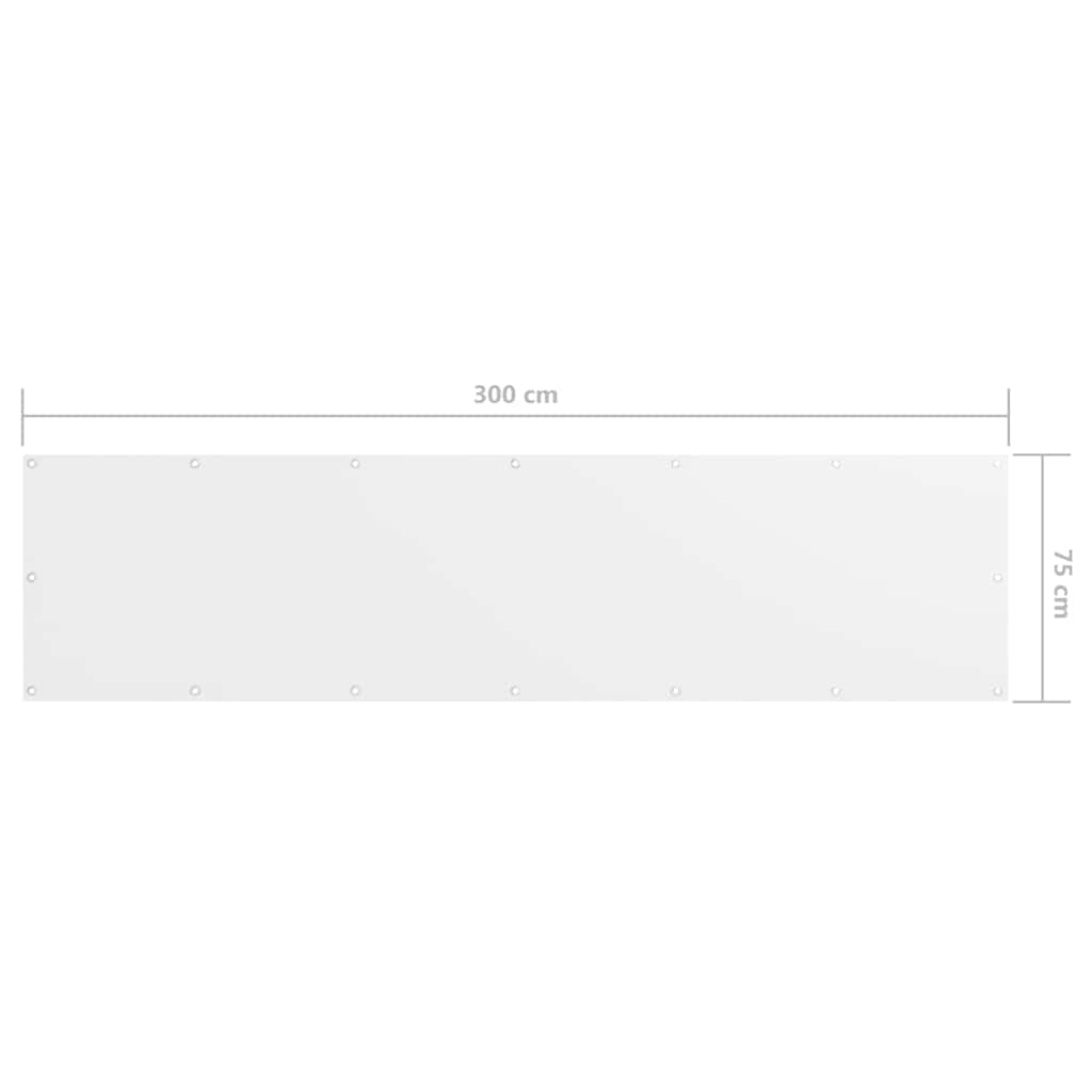 134888 vidaXL Balcony Screen White 75x300 cm Oxford Fabric