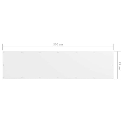 134888 vidaXL Balcony Screen White 75x300 cm Oxford Fabric