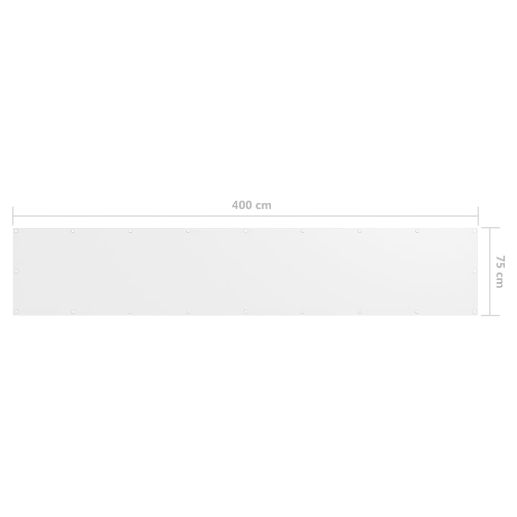 vidaXL Balcony Screen White 75x400 cm Oxford Fabric