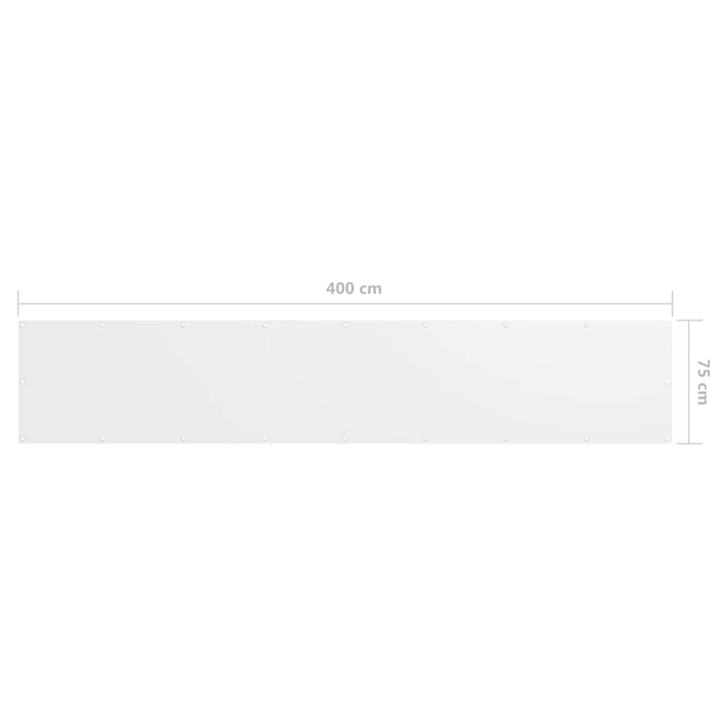 134889 vidaXL Balcony Screen White 75x400 cm Oxford Fabric