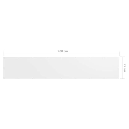 134889 vidaXL Balcony Screen White 75x400 cm Oxford Fabric