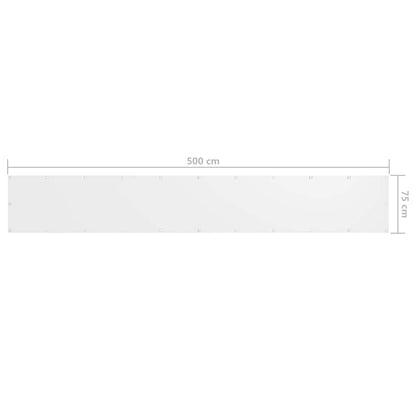 134890 vidaXL Balcony Screen White 75x500 cm Oxford Fabric