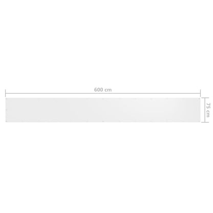 vidaXL Balcony Screen White 75x600 cm Oxford Fabric