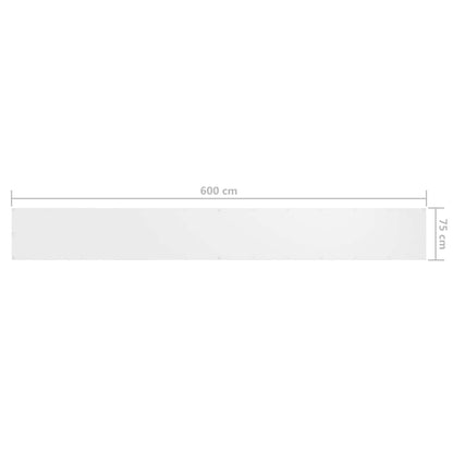134891 vidaXL Balcony Screen White 75x600 cm Oxford Fabric