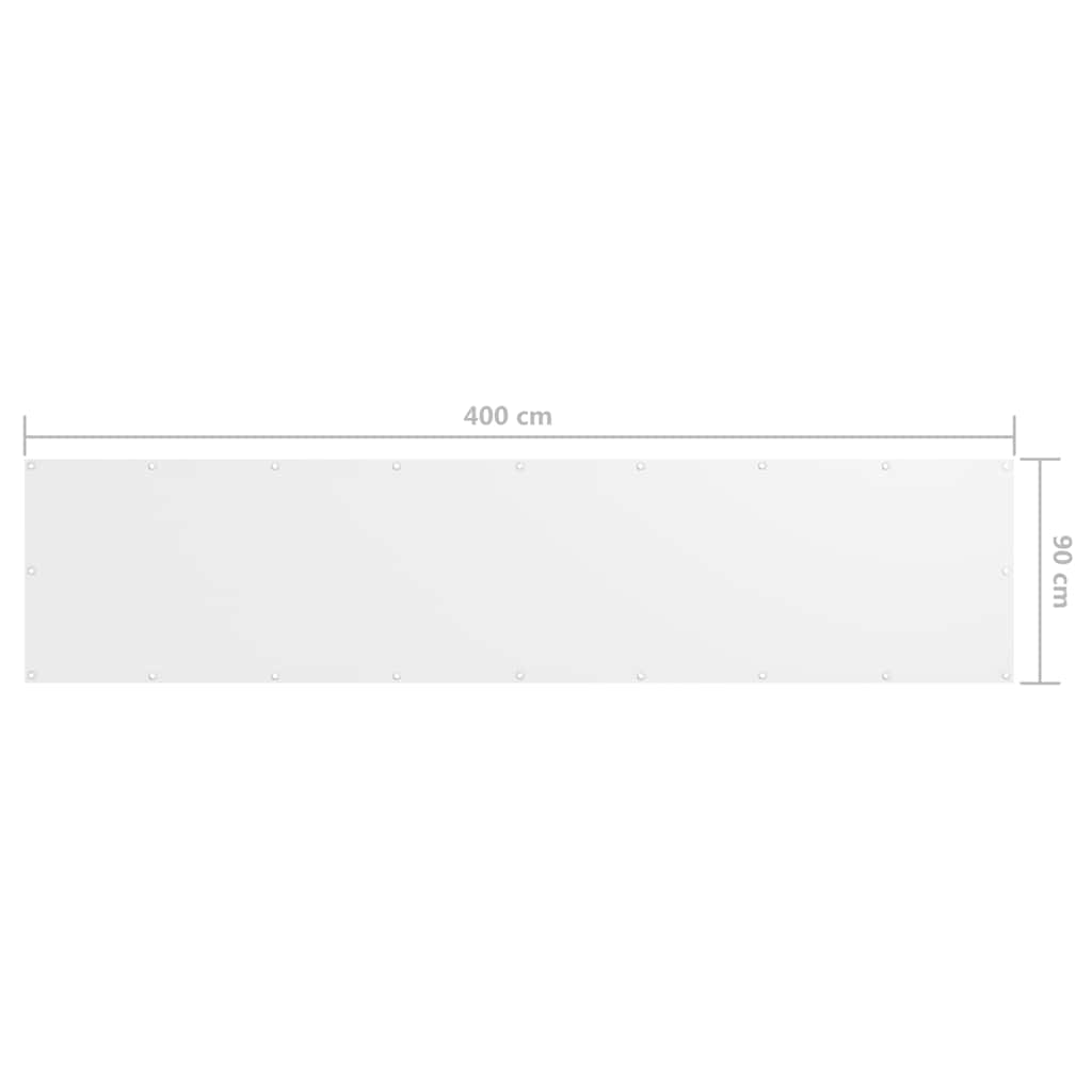 134893 vidaXL Balcony Screen White 90x400 cm Oxford Fabric