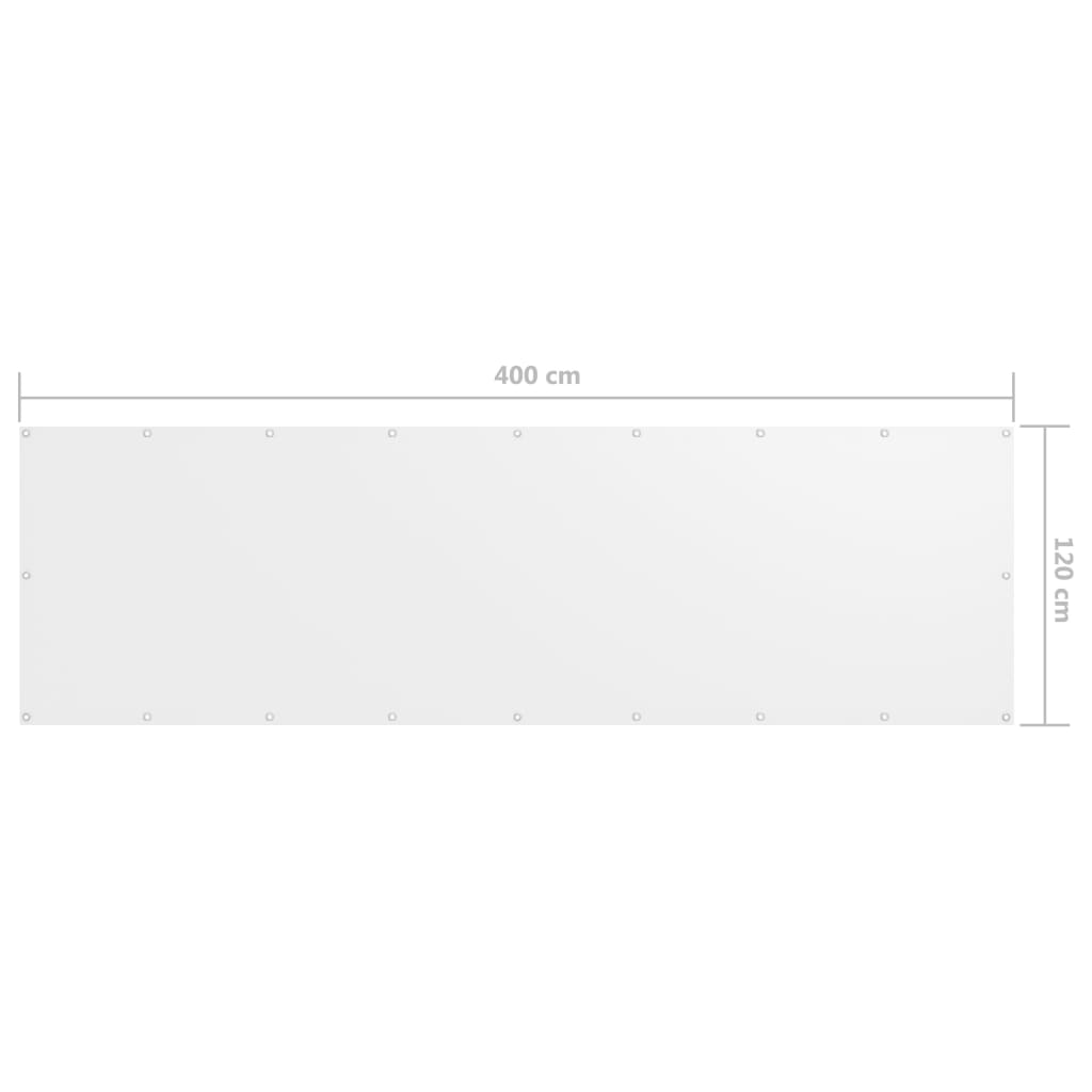vidaXL Balcony Screen White 120x400 cm Oxford Fabric